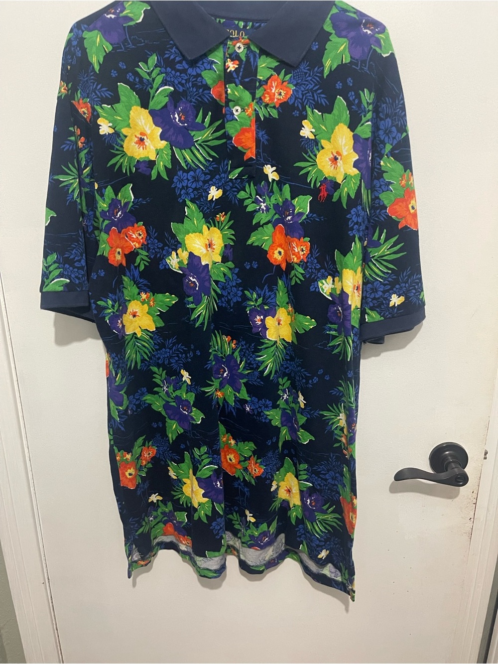 Polo Ralph Lauren Hawaiian Polo Shirt Blue Men's XL-Tall Aloha Floral Colorful